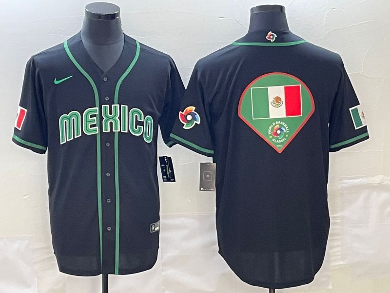 Men 2023 World Cub Mexico Blank Black Nike MLB Jersey9